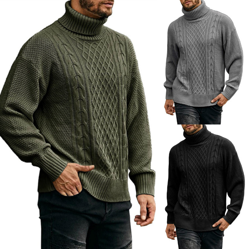 Fall/Winter Turtleneck Sweater Men's Solid Color Kni