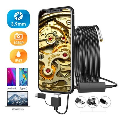 USB Endoscope 3 in 1 Borescope 3.9mm Waterproof
