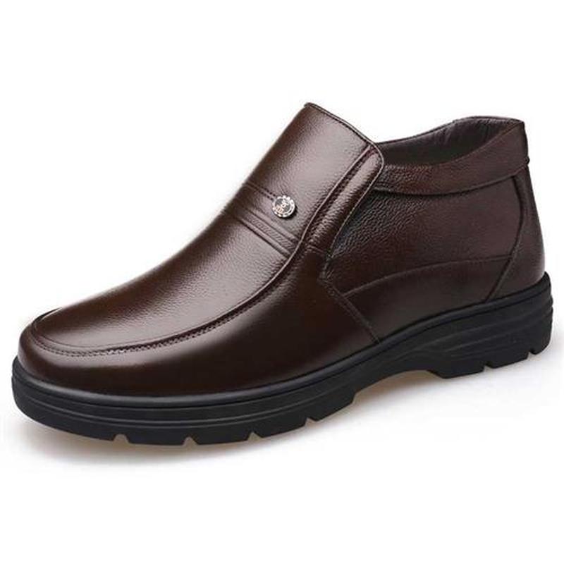 Genuine Leather Shoes Men Winter Boots Warm Cotton Shoes for