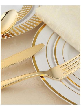 75pcs Disposable Gold Cutlery Plastic Wedding Party Tablewar