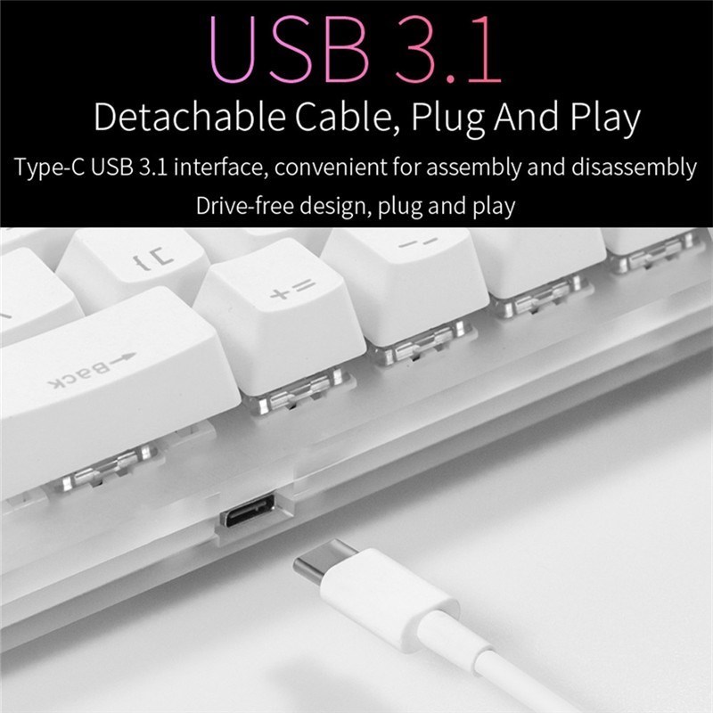 K61 61 Keys Mechanical Gaming Keyboard Gateron Switch Wired