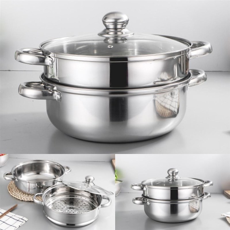 Double Steamer boiler Stainless Steel Stack and Steam Pot Se