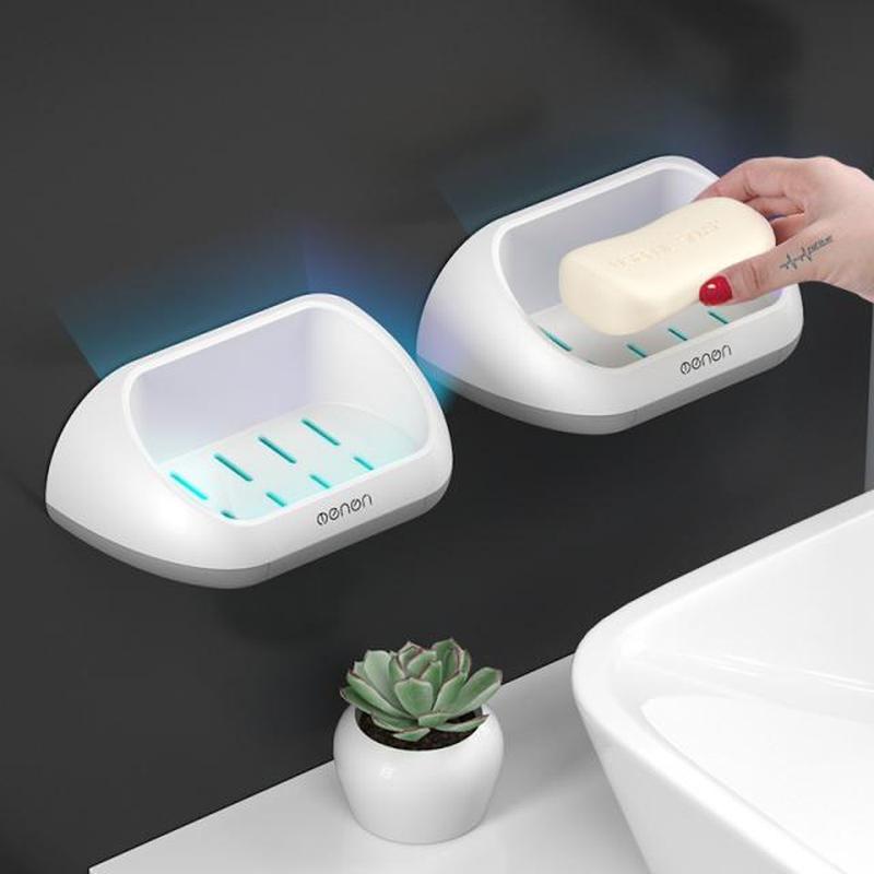 Soap Dishes Drain Wall Mounted Soap Sponge Holder Storage Ra