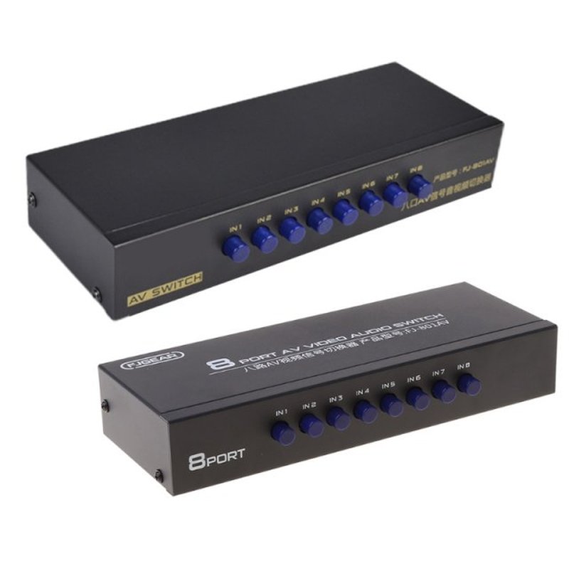 8-Way AV Switch RCA Switcher 8 in 1 out Composite Video L/R
