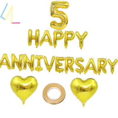 Wedding anniversary balloons set golden 60 party decoration