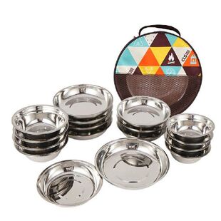 17pcs Camping Mess Kit Outdoor Plate Bowl Picnic Cooking
