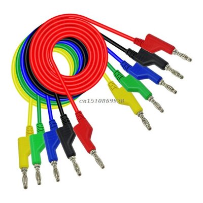 1Set 5pcs 1M 1M 4mm Stackable Banana to Banana Plugs Copper