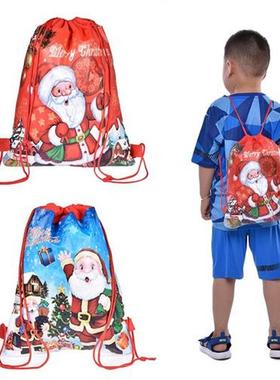 12pcs Santa Claus Gifts Bag Non-woven Reusable Drawstring