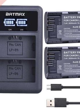 2X 2650mAh LP E6 LPE6 LP-E6 E6N Battery   LED Dual Charger F