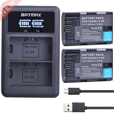 2X 2650mAh LP E6 LPE6 LP-E6 E6N Battery   LED Dual Charger F