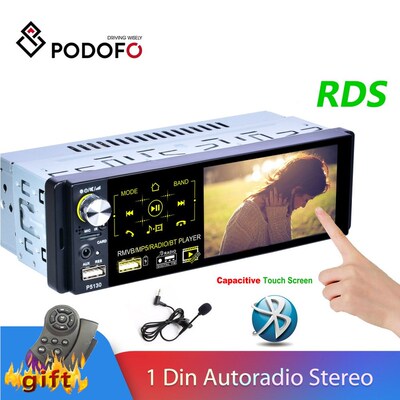 Podofo 1 Din Car Radio Autoradio Stereo Audio RDS Microphone