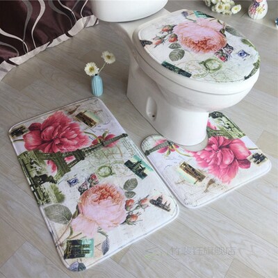 3Pcs/set Bathroom Mat Set Toilet Rug Ocean World Flannel An