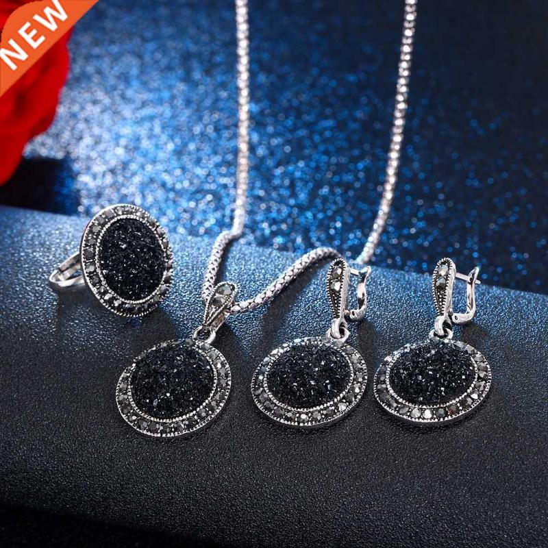 VKME Vintage Crystal Round Jewelry for Women Charm Necklace