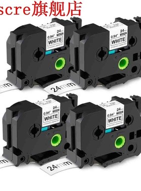 4Pcs 24mm Laminated Black on White Compatible for TZ TZe Tap