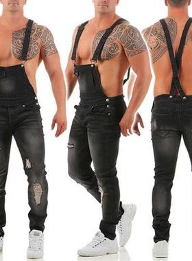 Mens Jeans Overalls Slim Fit Boyfriend Jean Jumpsui