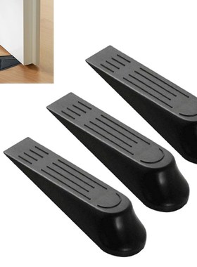 *5pcs Door Wedge Shaped Plastic Door Stops Non-Slip Black Do