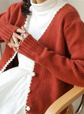 2021 autumn and winter new Korean lazy V-neck Angora cashmer