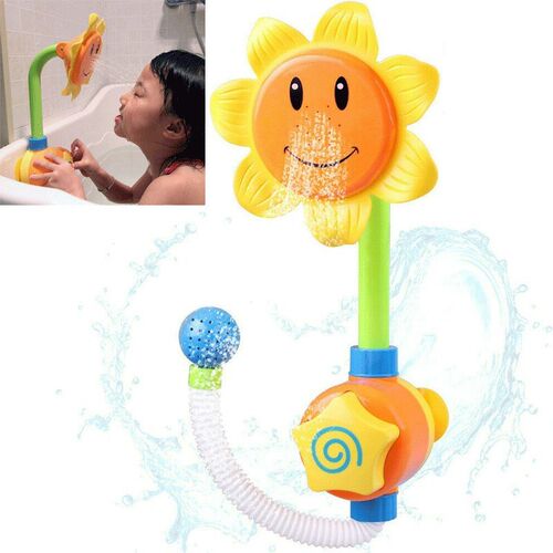 Baby Bath Toy Children Sunflower Spray Water Shower Head Tub