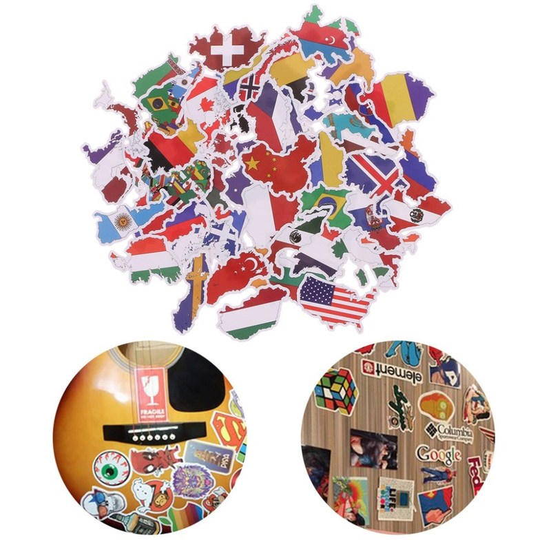 50X National Flags Stickers Toys Countries Map Sticker DIY