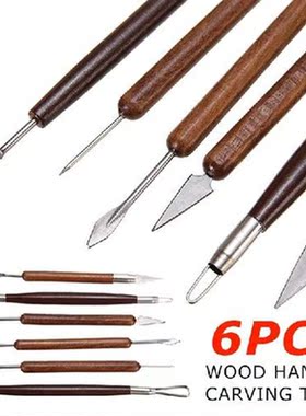 6pcs DIY Clay Pottery Tool Kit Wooden Handle Sculpture