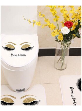 Miracille 4Pcs/Set Eyelashes Anti Slip Bathroom Rugs Set Wat