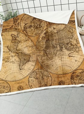 Movies Watching Blanket Anime World Map Print Double Velvet