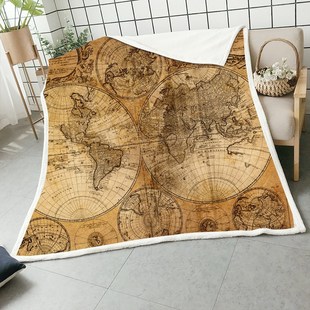 Movies Watching Blanket Anime World Map Print Double Velvet