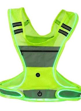 Led Light Up Running Vest Reflective Safety Vest For