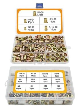 150/230x UNC Rivets Nuts Rivnut Assortment Kit Flat Head Thr