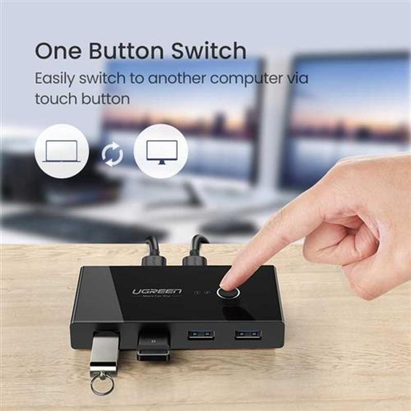 USB KVM Switch USB .0 2.0 Switcher for Keyboard Mouse Print