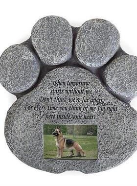 Paw Print Dog Memory Stone With Photo Frame Resin Crafts