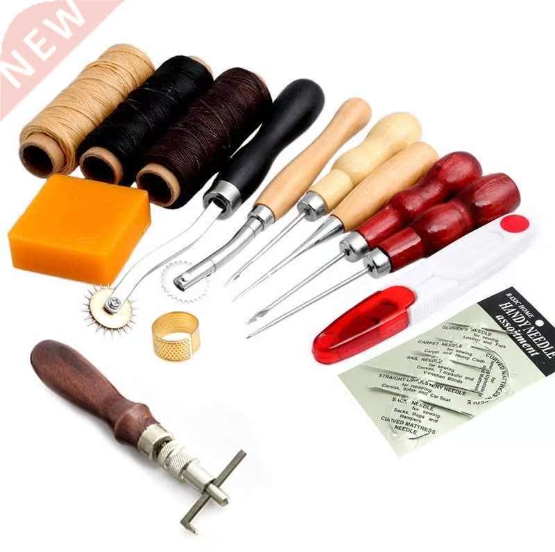 14Pcs Set Leather Craft Hand Stitching Sewing Tool Thread Aw