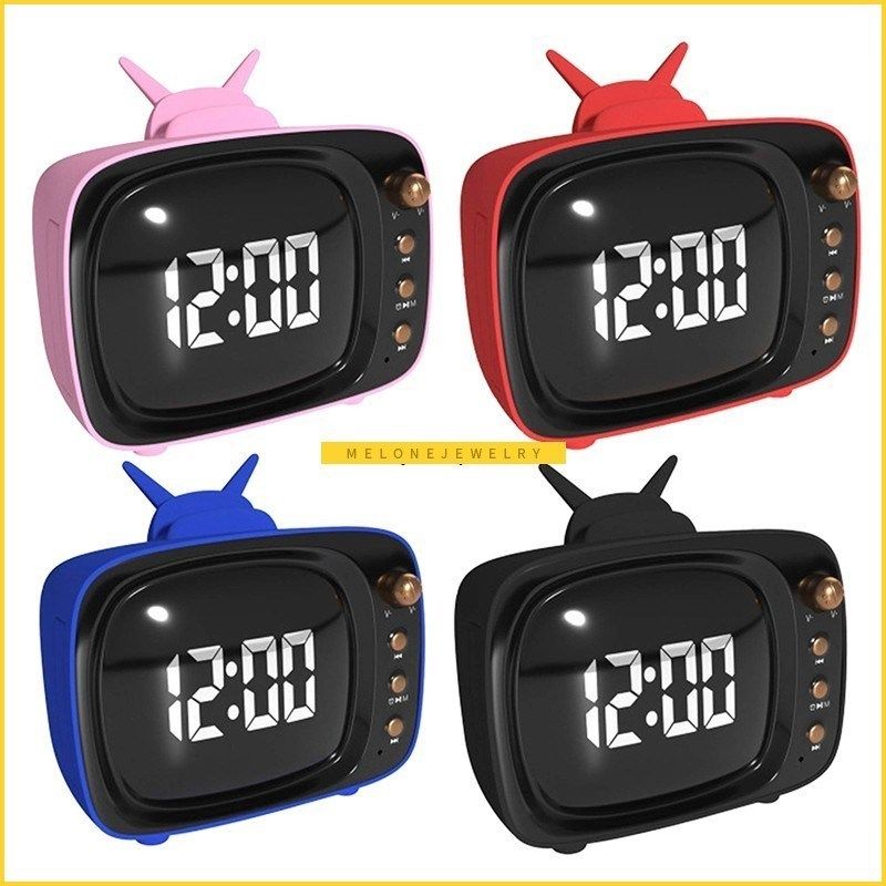 V Stand with Clock Alarm Clock Bluetooth Speaker, Mini Mirro