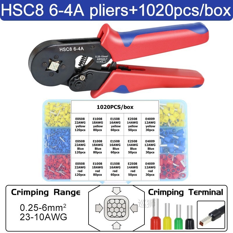 Ferrule Crimping Tool pliers sets HSC8 10SA/6-4A/6-6A with W