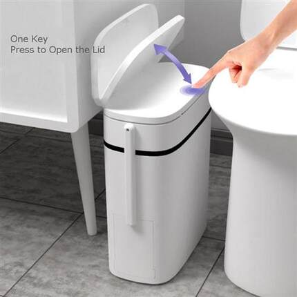 12/14LSmart Trash Can Bathroom Zero Waste Bin One Key