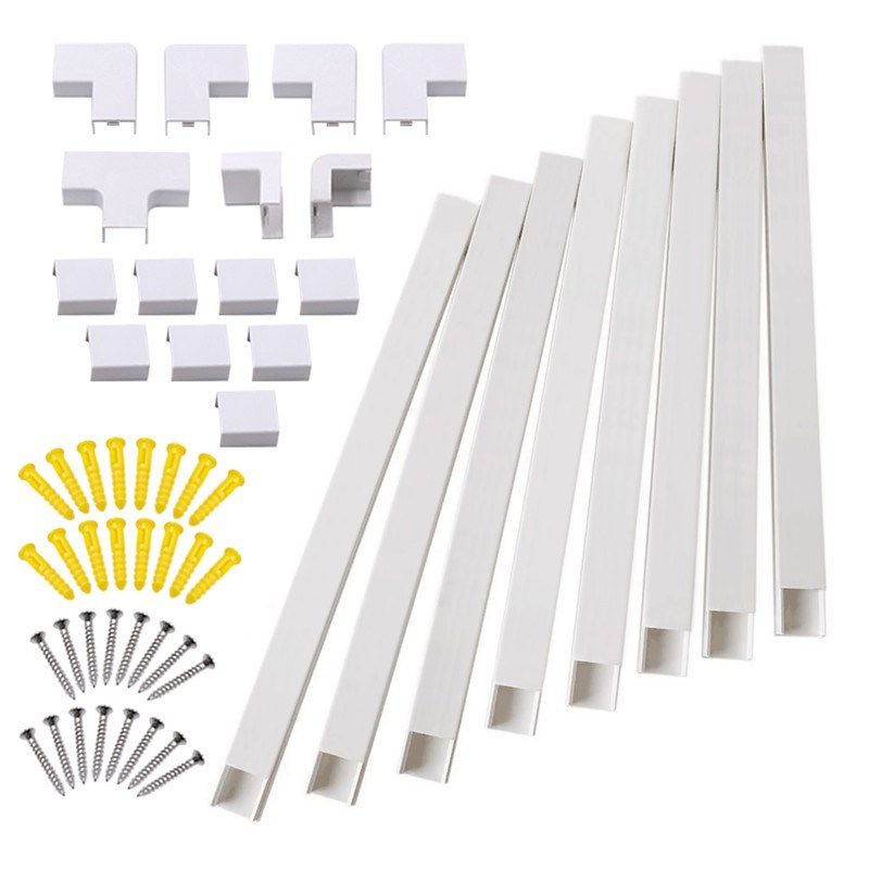 8pcs PVC Cord Duct Cover Wire Managet Cable Raceway Househol