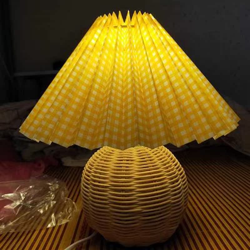 Vintage Rattan Lamp Table Korean Table Lamps for Bedroom Lam
