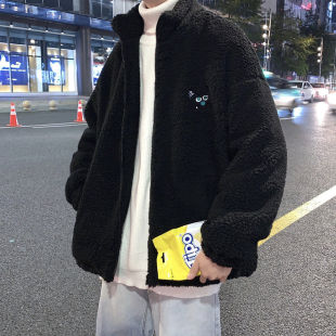 BiggOrange Lamb wool zip up hoodies women Winter couple clot