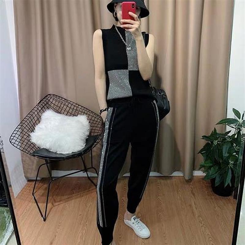2022 Summer Two Piece Set Women Fashion Sleeveless Vest Rhin