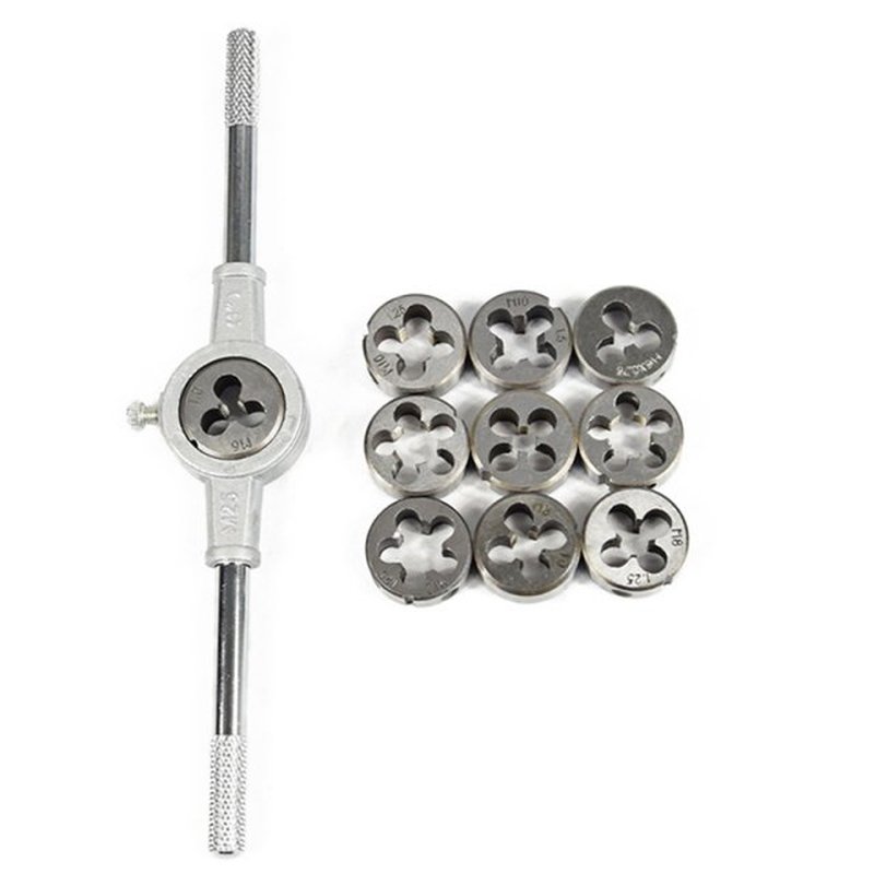 11Pcs M3-M12 Metric Die Wrench Set Hand Tapping Kit Screw Di