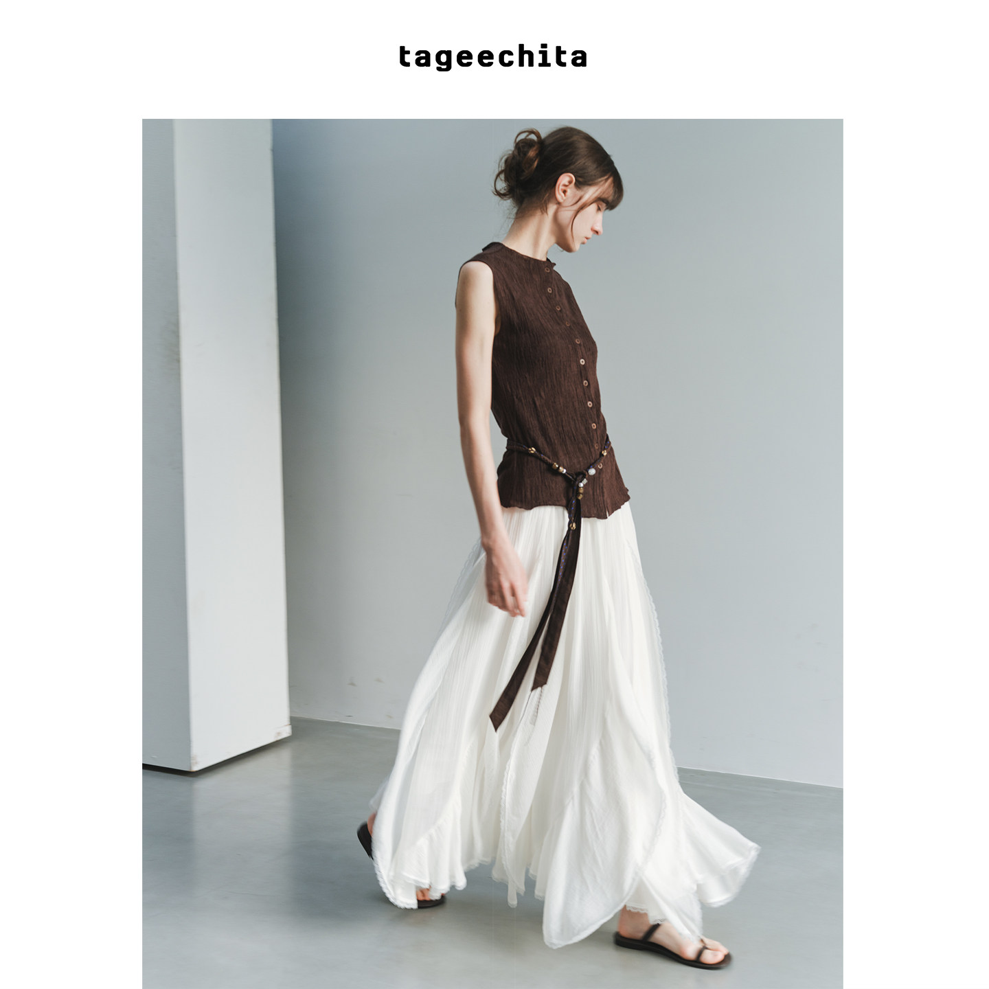 TAGEECHITA 莱赛尔面料 艺术感重工浪漫层次立体花边大裙摆半身裙