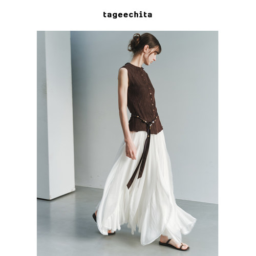 TAGEECHITA 莱赛尔面料 艺术感重工浪漫层次立体花边大裙摆半身裙
