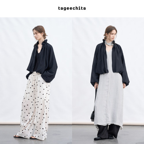 TAGEECHITA 时髦松弛轻薄微透花苞领抽绳防晒外套夏季空调罩衫