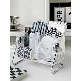 家居日用透明亚克力遥控器收纳盒360度旋转遥控器收纳盒6格收纳盒