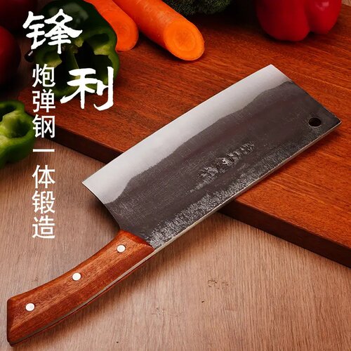 龙吟声菜刀斩切刀炮弹钢锻打家用厨房老式砍切刀厨师用手工锻打刀