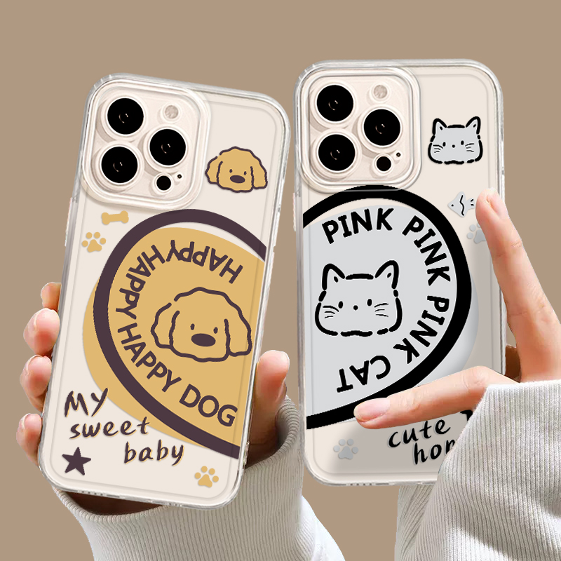 爱心猫狗卡通可爱情侣手机壳适用