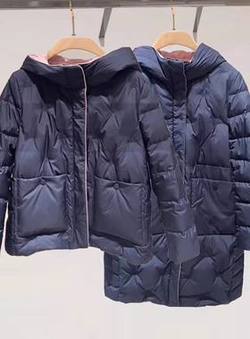 玖特清商场同款2024冬装短款连帽休闲绣花加厚羽绒服女1JWCD03344