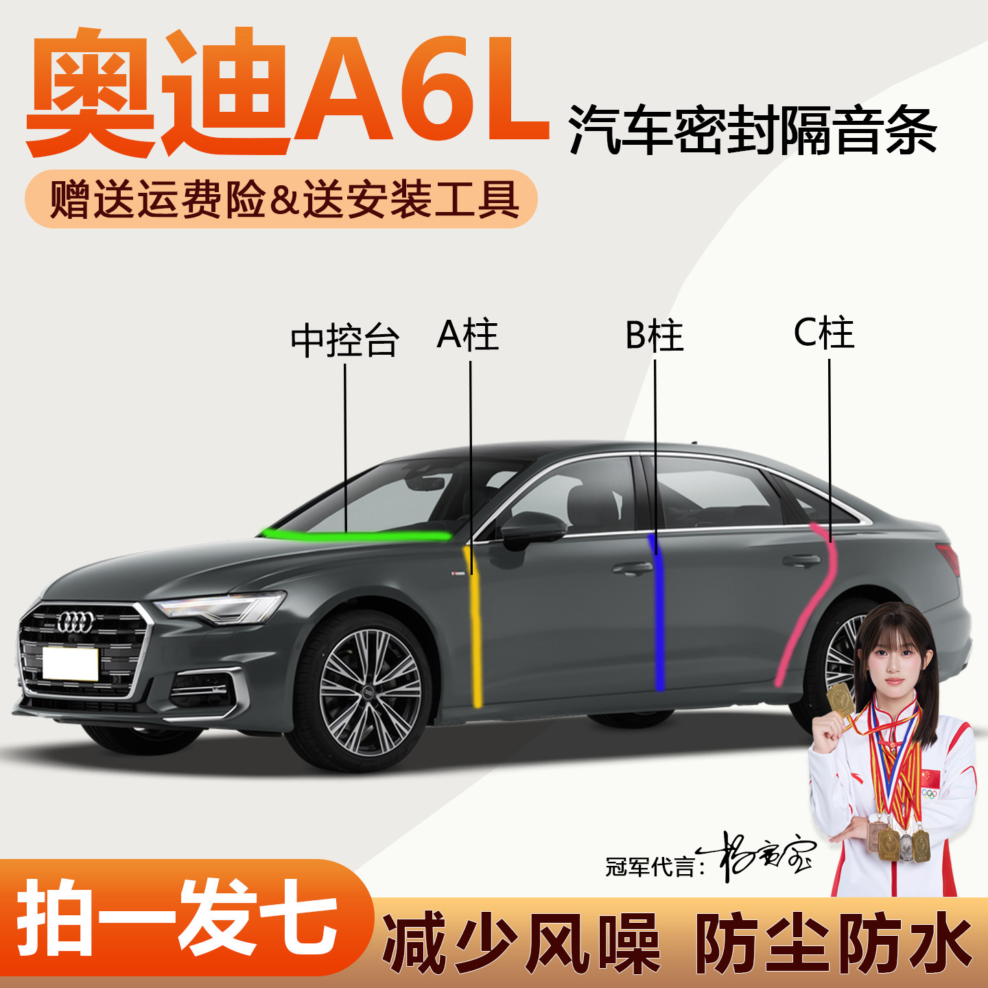 奥迪A6L专用防水防尘静音密封条
