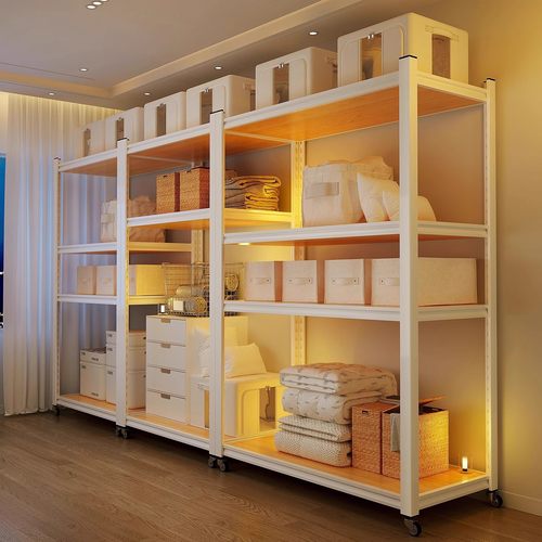 钢骨家用置物架多层收纳架简约白色储物柜大件物品被褥摆放陈列架