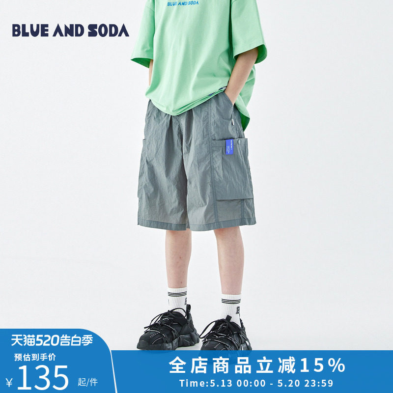 蓝汽水2026夏季新款高密耐磨男童休闲裤青少年轻薄机能工装短裤